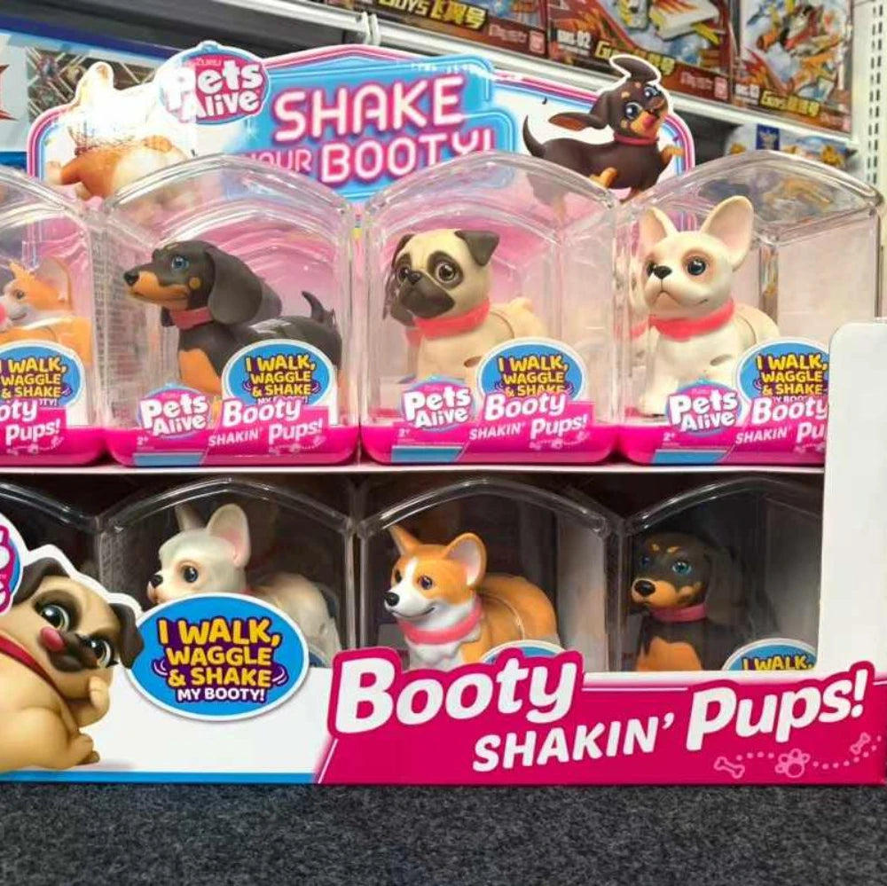 Zuru Pets Alive Interactive Mini Dog Toy Set with Glitter Mini pet accessories Three-dimensional corgi decorative toys