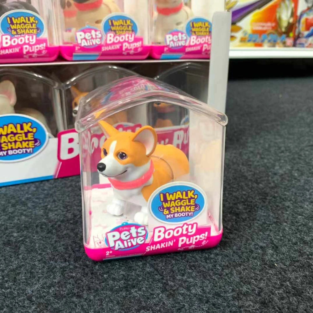 Zuru Pets Alive Interactive Mini Dog Toy Set with Glitter Mini pet accessories Three-dimensional corgi decorative toys