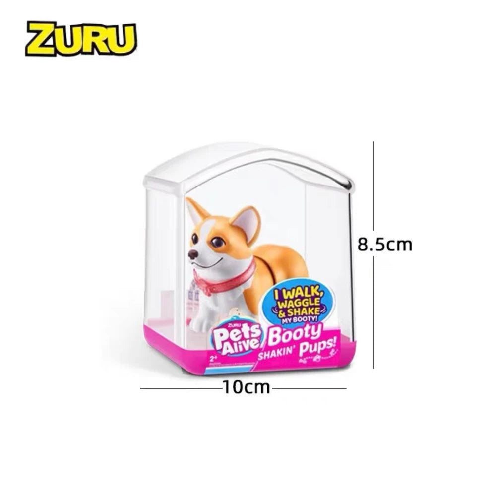Zuru Pets Alive Interactive Mini Dog Toy Set with Glitter Mini pet accessories Three-dimensional corgi decorative toys