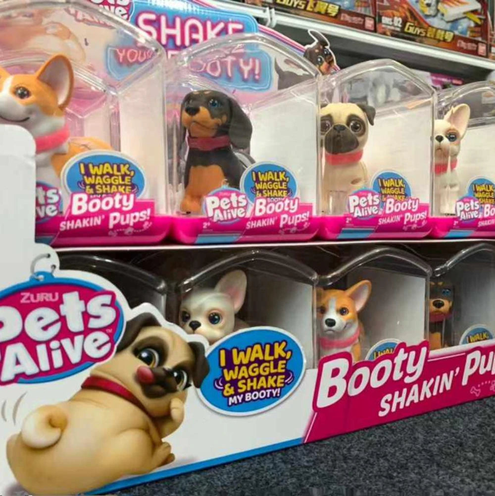 Zuru Pets Alive Interactive Mini Dog Toy Set with Glitter Mini pet accessories Three-dimensional corgi decorative toys